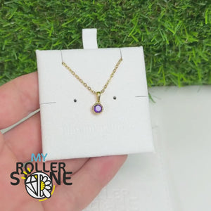 Pendentif Solitaire Rond Améthyste Argent 925 Plaqué Or