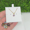 Pendentif Solitaire Rond Améthyste Argent 925 Plaqué Or