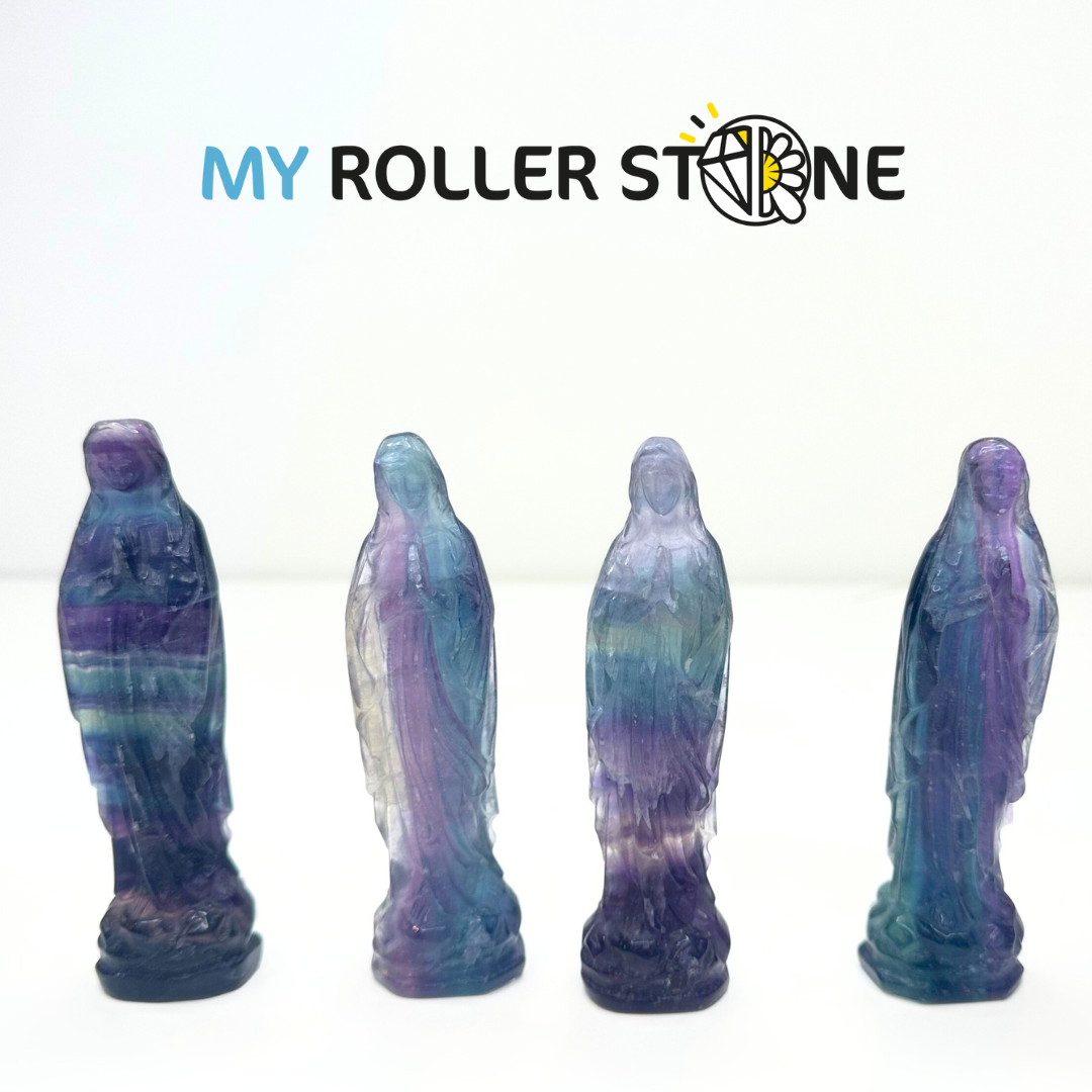 Statuette Vierge marie en Fluorite Arc-en-Ciel