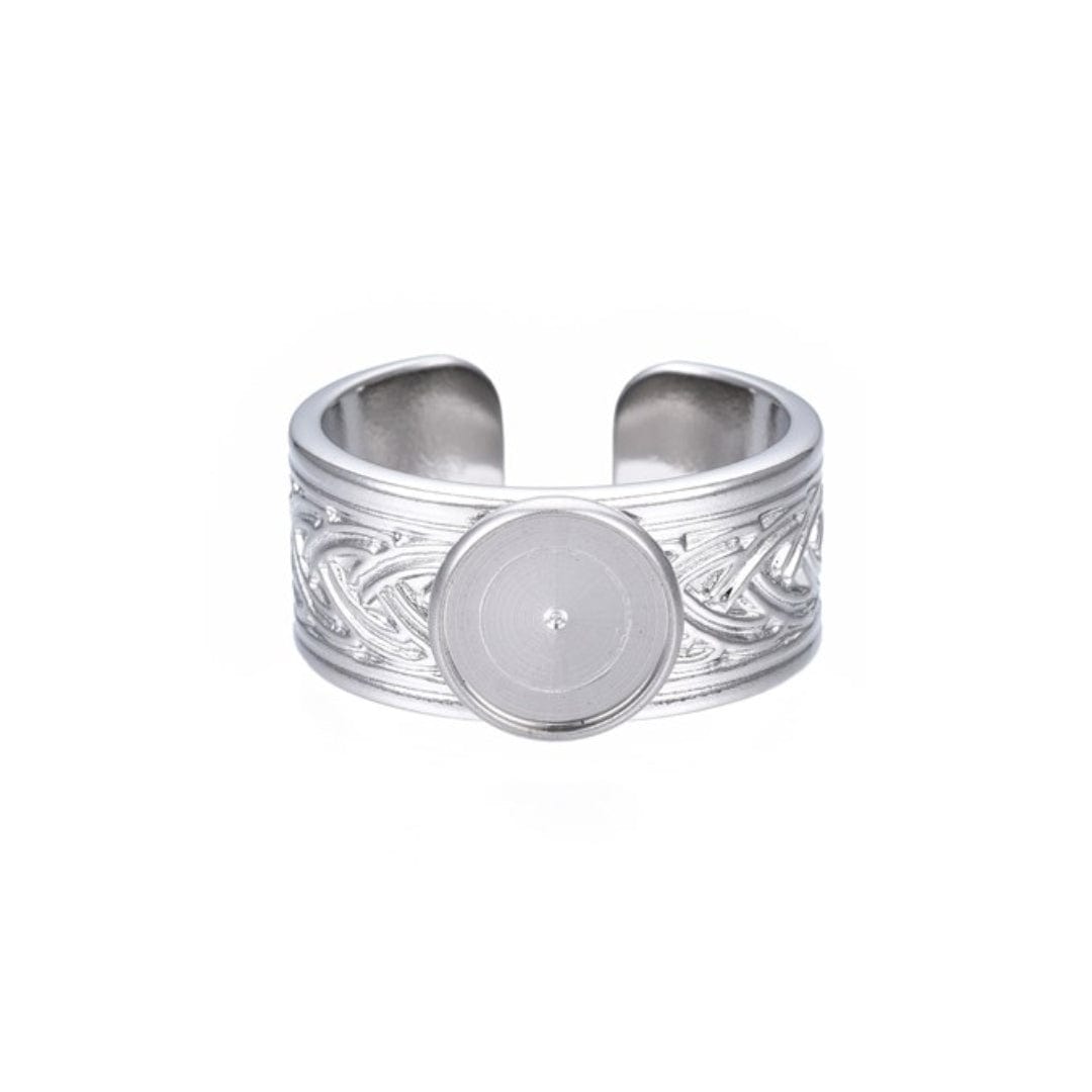 Support Bague Cabochon Rond Acier Inoxydable 304 Doré