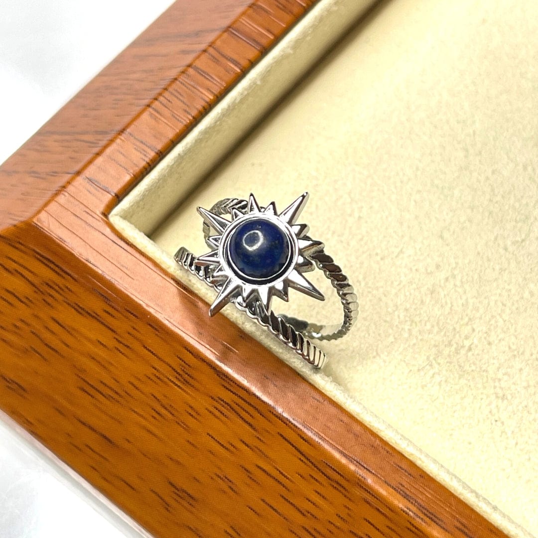 Support Bague Cabochon Soleil Argenté