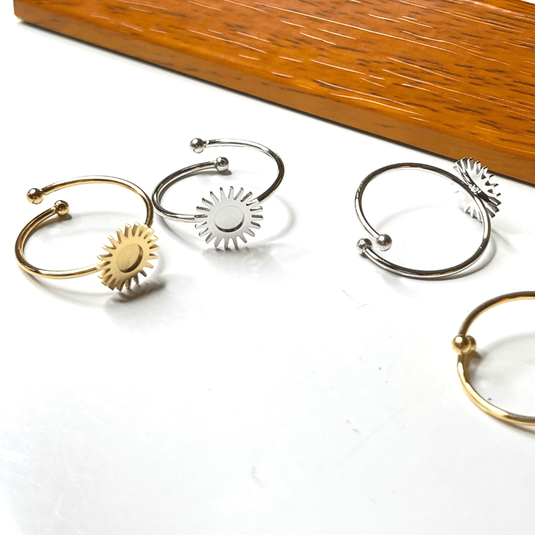 Support Bague Soleil Doré/Argenté