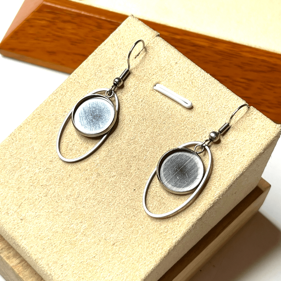 Support Boucles d'Oreilles Cabochon argenté