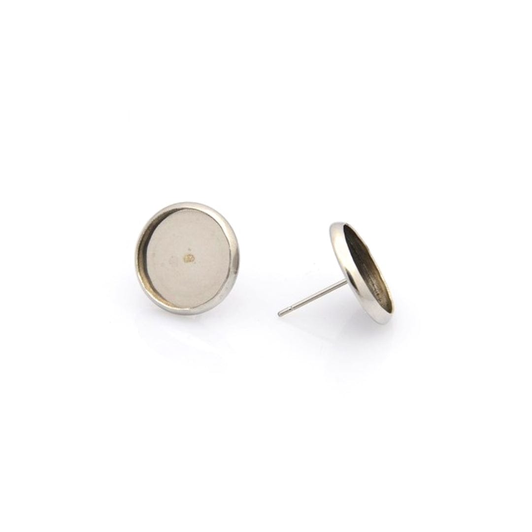Support Boucles d'Oreilles Puces Cabochon Argenté