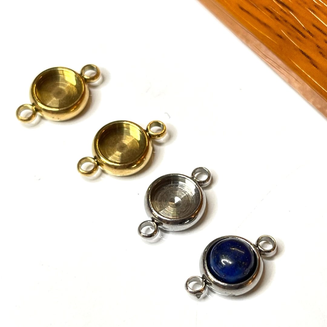 Support Connecteur Cabochon Doré/Argenté