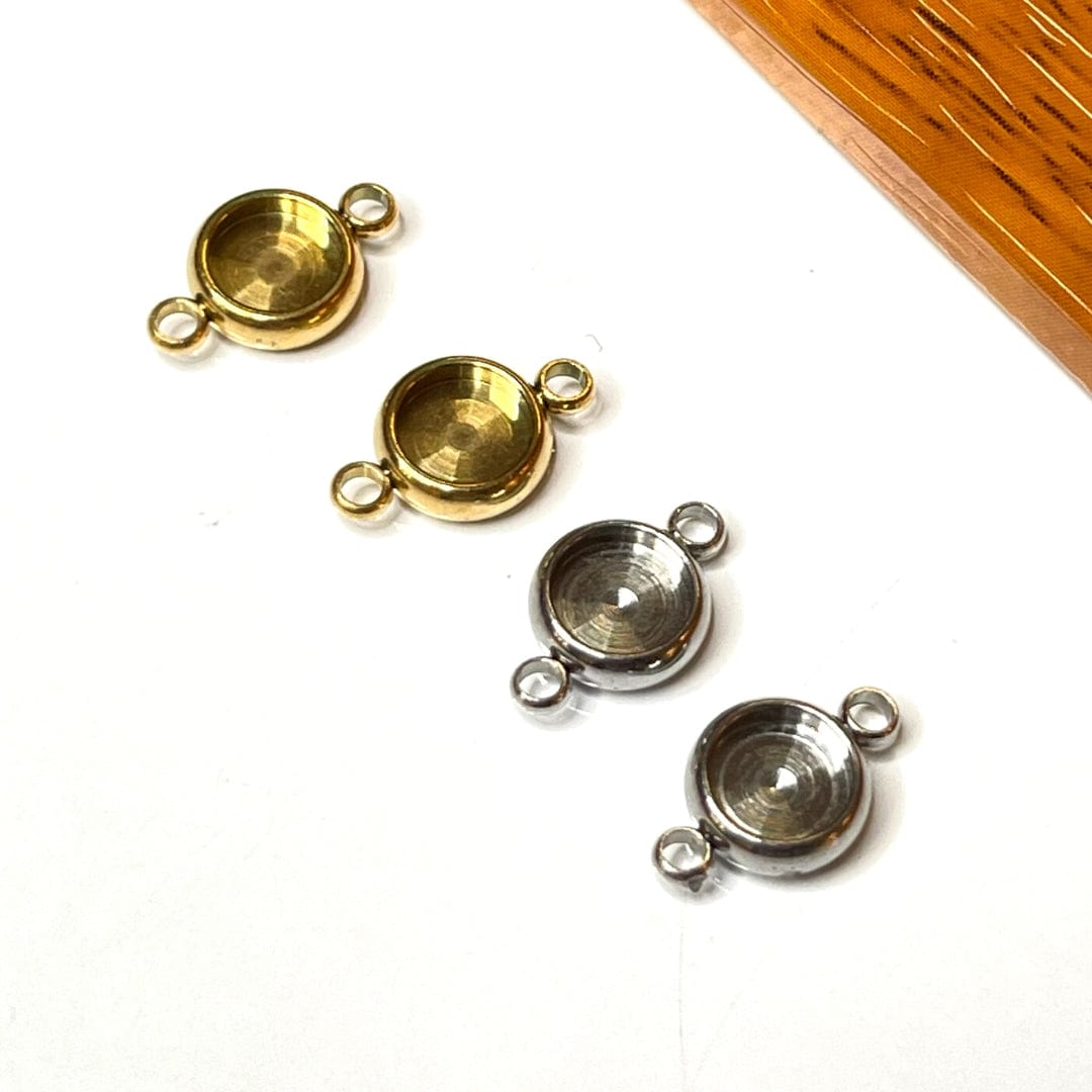 Support Connecteur Cabochon Doré/Argenté