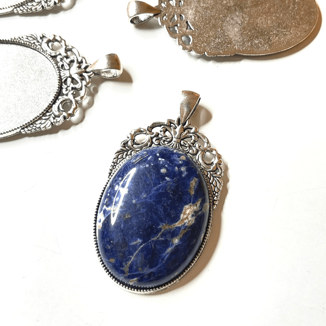 Support Pendentif Cabochon Argent Antique