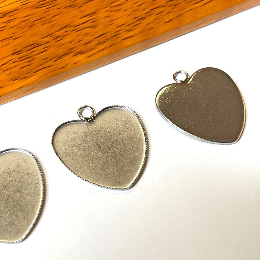 Support Pendentif Cabochon Coeur Acier Inoxydable