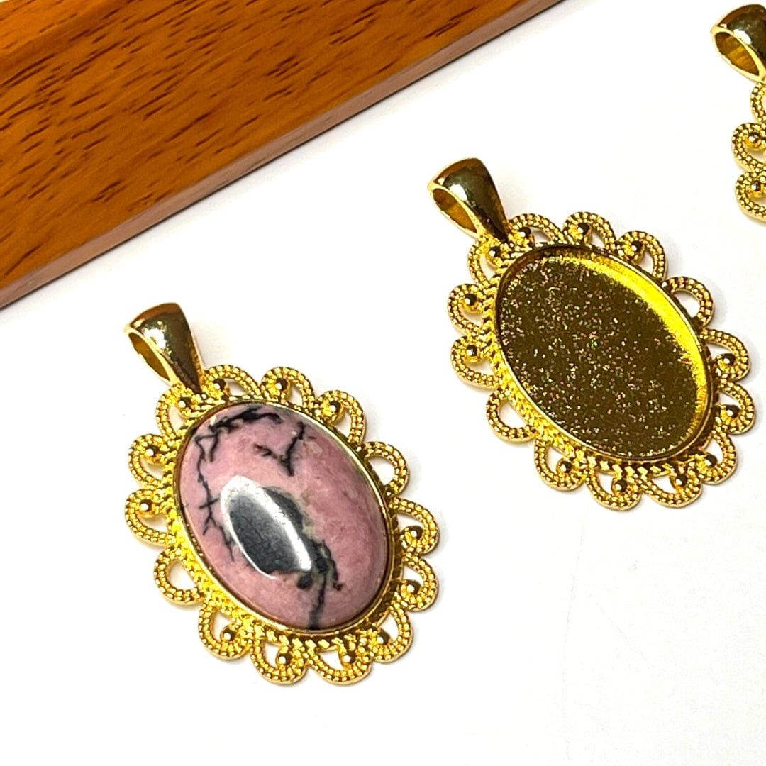 Support Pendentif Cabochon Doré Alliage