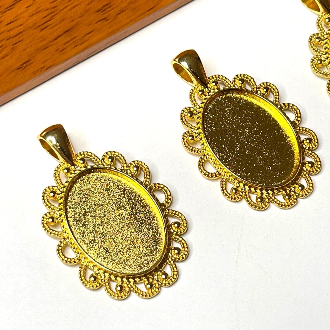 Support Pendentif Cabochon Doré Alliage