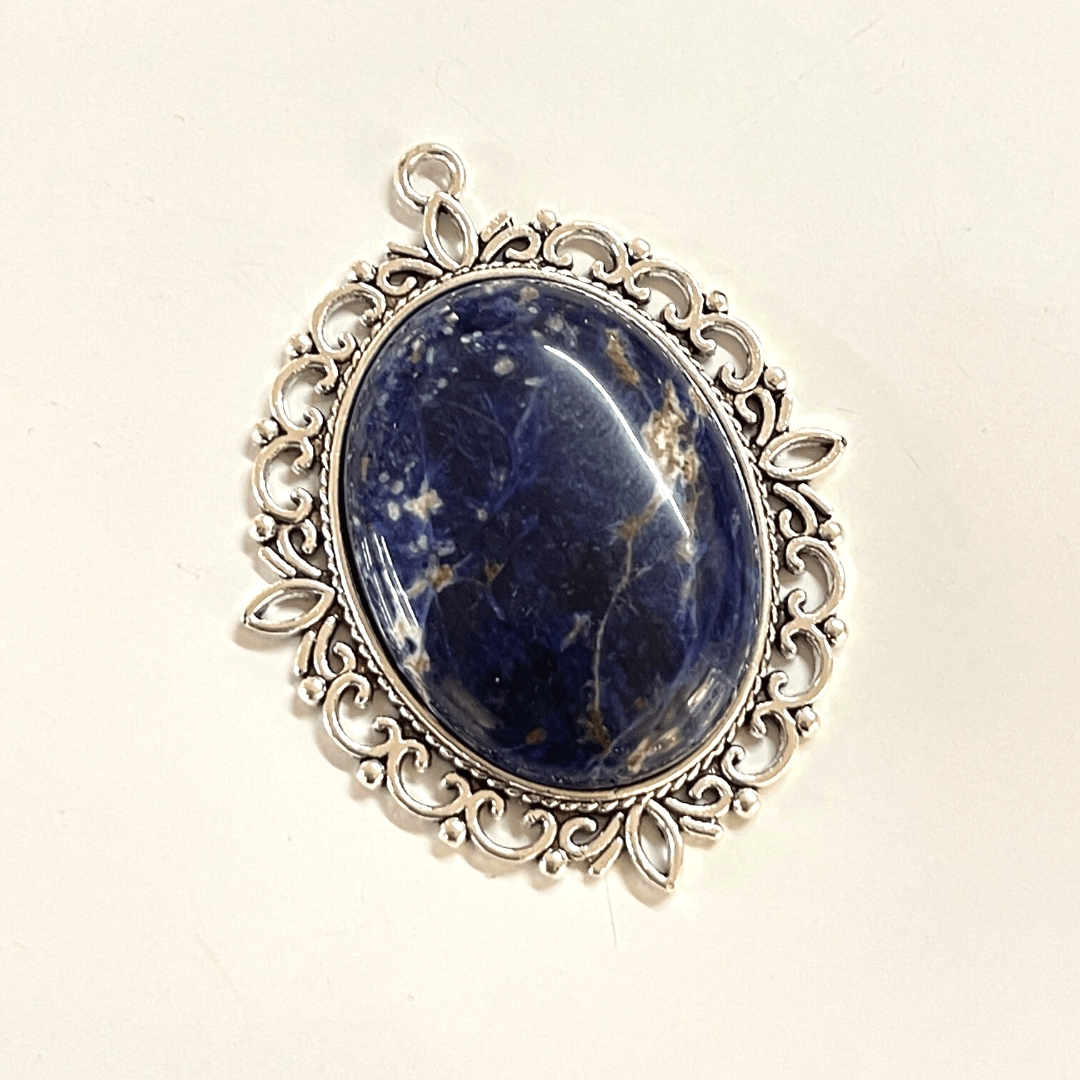 Support Pendentif Cabochon Ovale Argent Antique