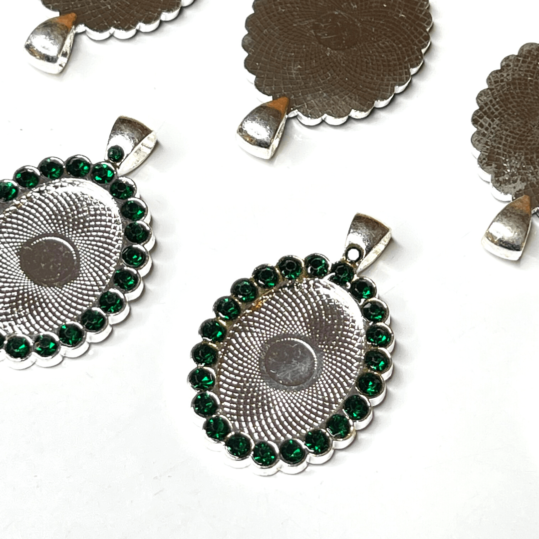 Support Pendentif Cabochon Ovale avec Strass
