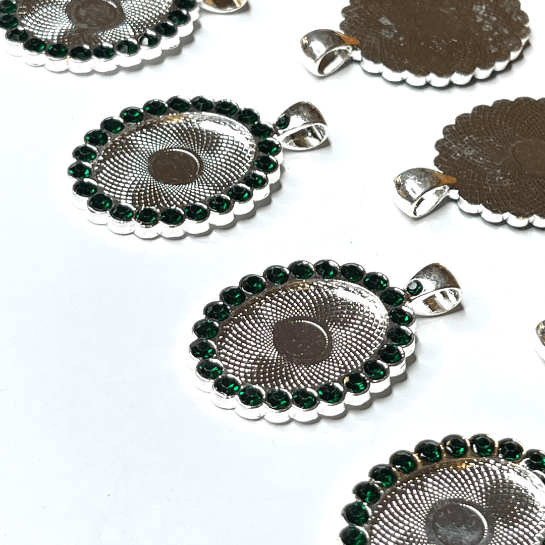 Support Pendentif Cabochon Ovale avec Strass