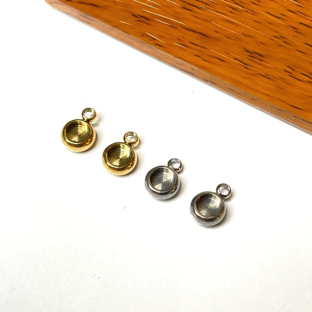Support Pendentif Cabochon Rond 304 Acier Inoxydable Doré/Argenté