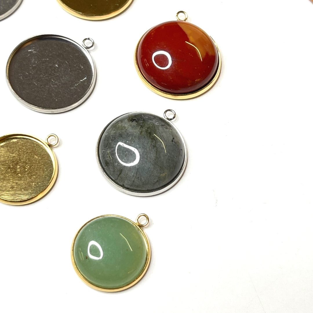 Support Pendentif Cabochon Rond Argenté/ Doré