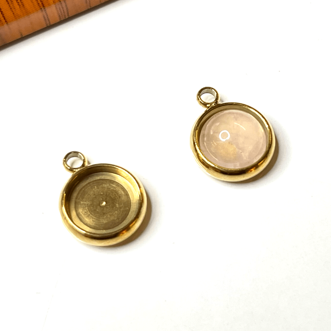 Support Pendentif Cabochon Rond Argenté/Doré