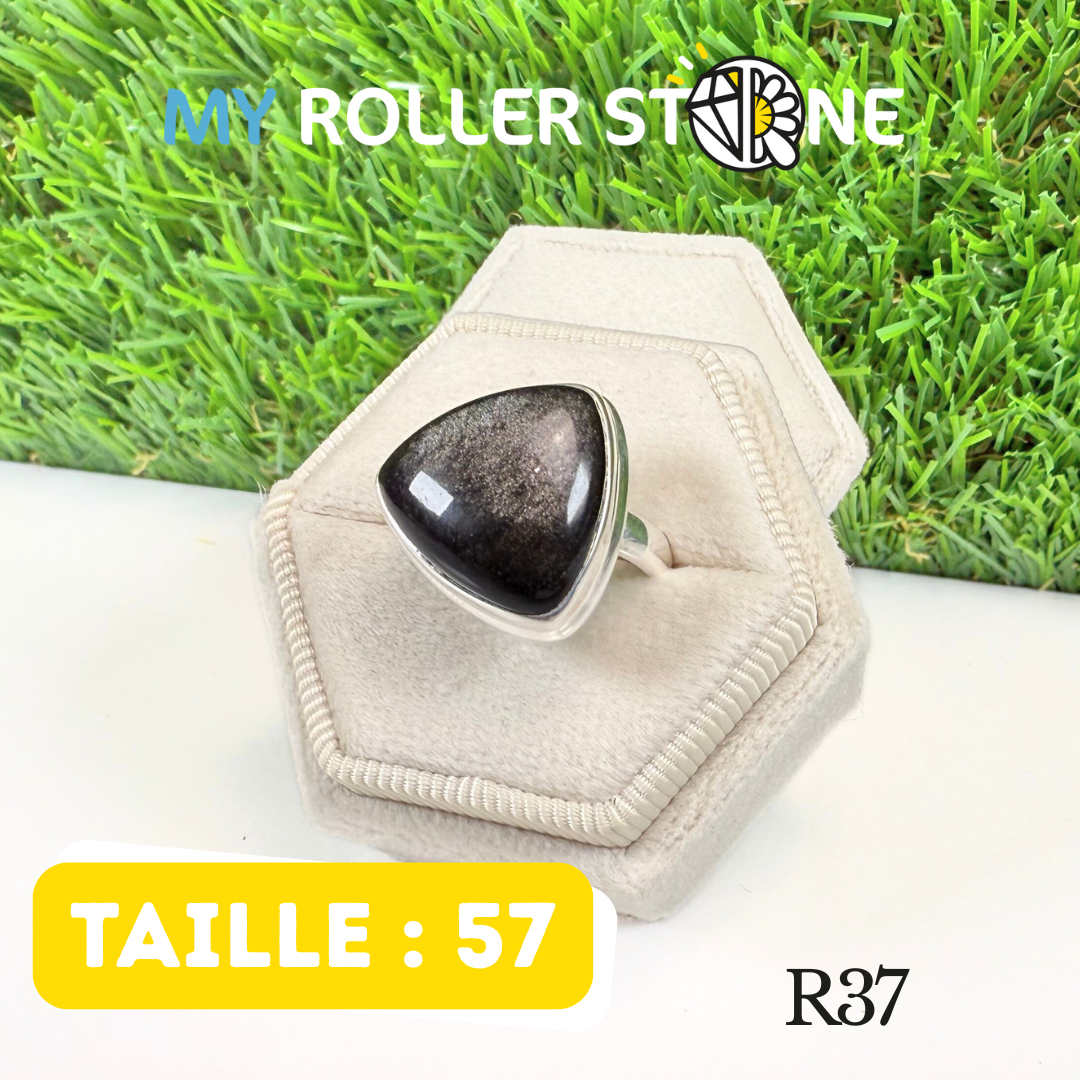Bague Obsidienne Argentée et Argent 925 (SSOR37)