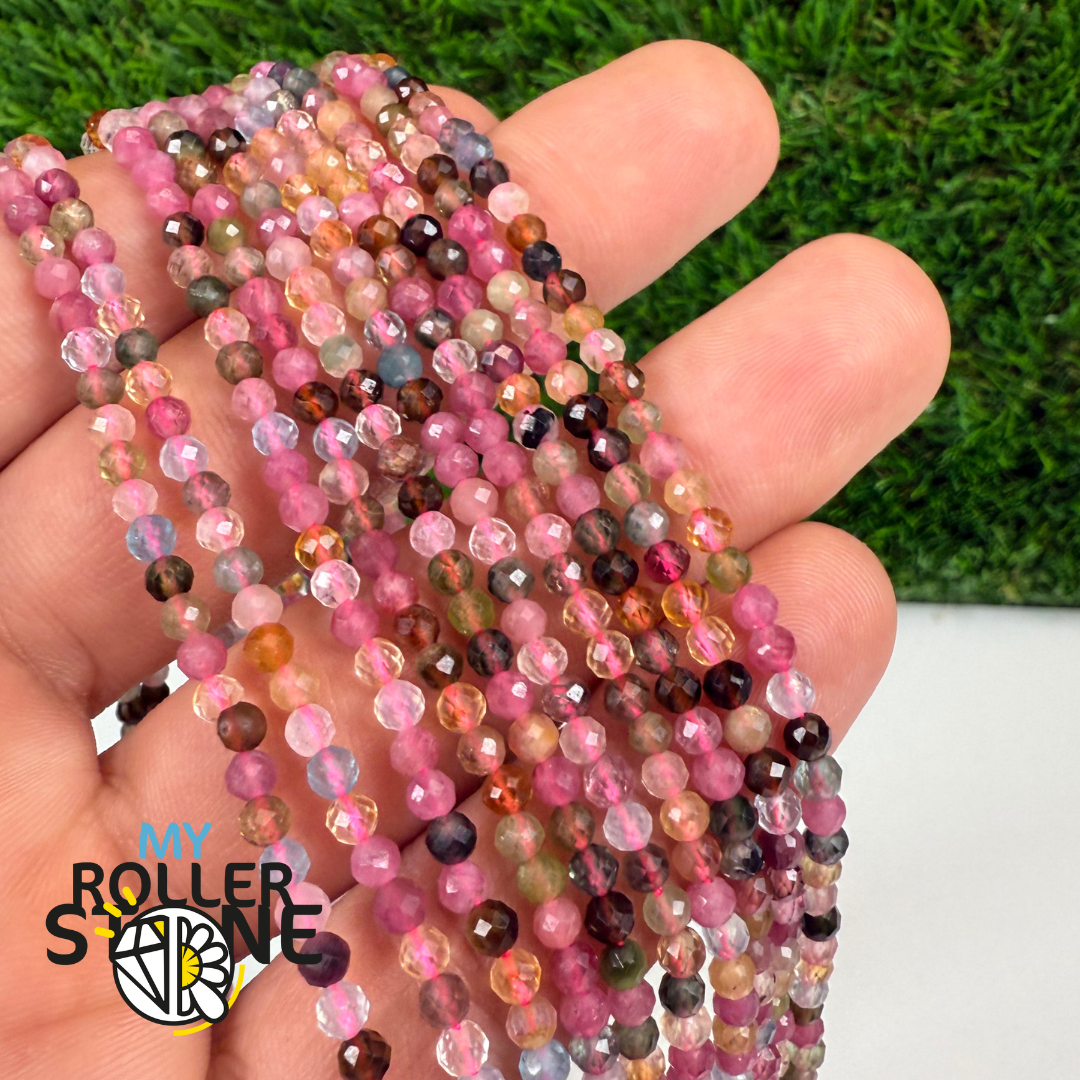 Perles Tourmaline Multicolore Facettées 5A 3 MM