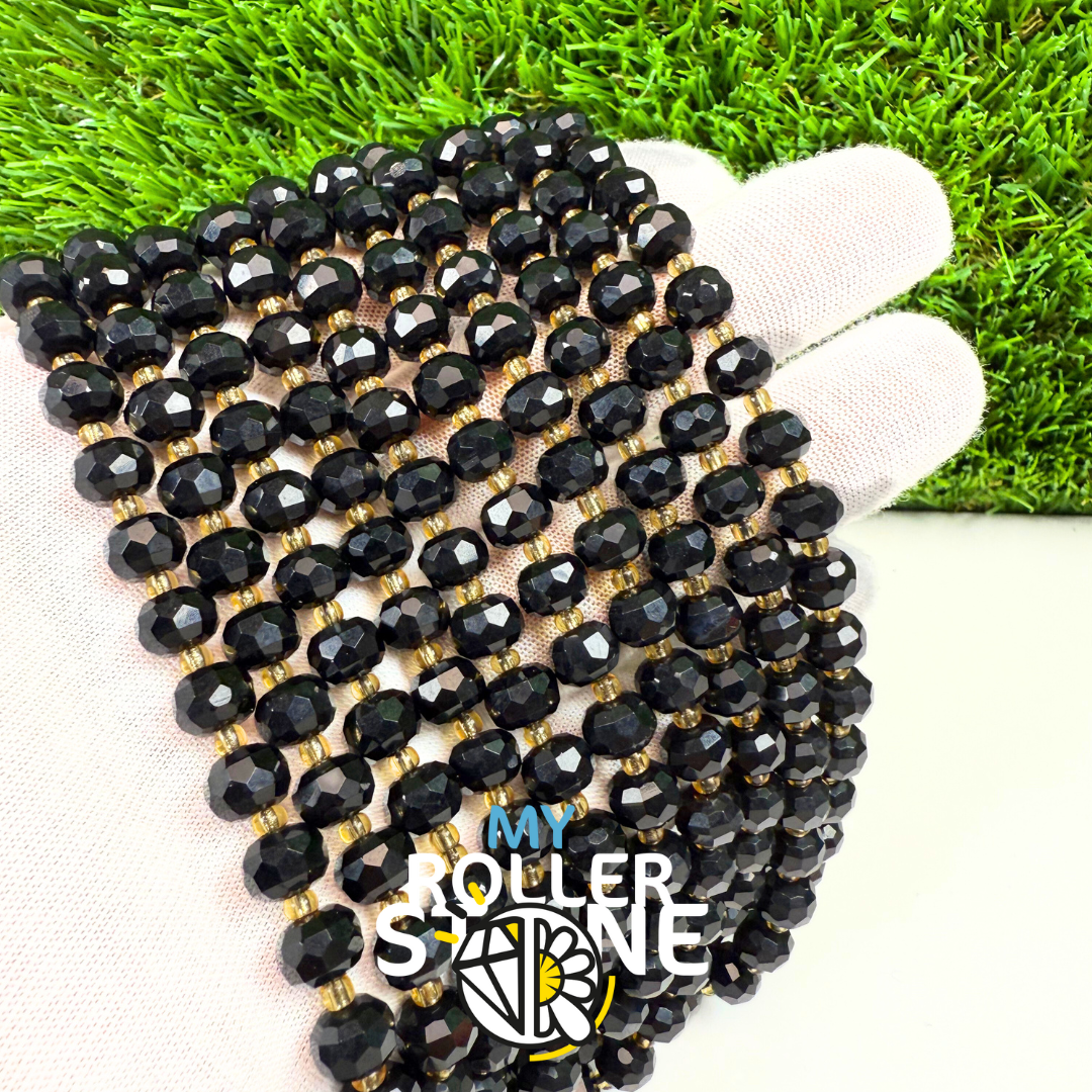 Perle Rondelle Bombée Facettée Onyx 3A