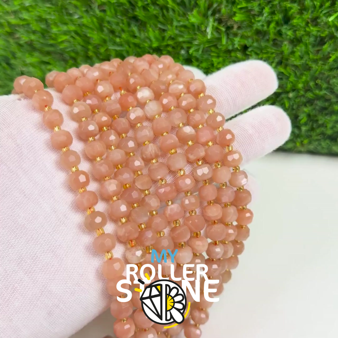 Perle Rondelle Bombée facettée Pierre du Soleil 3A