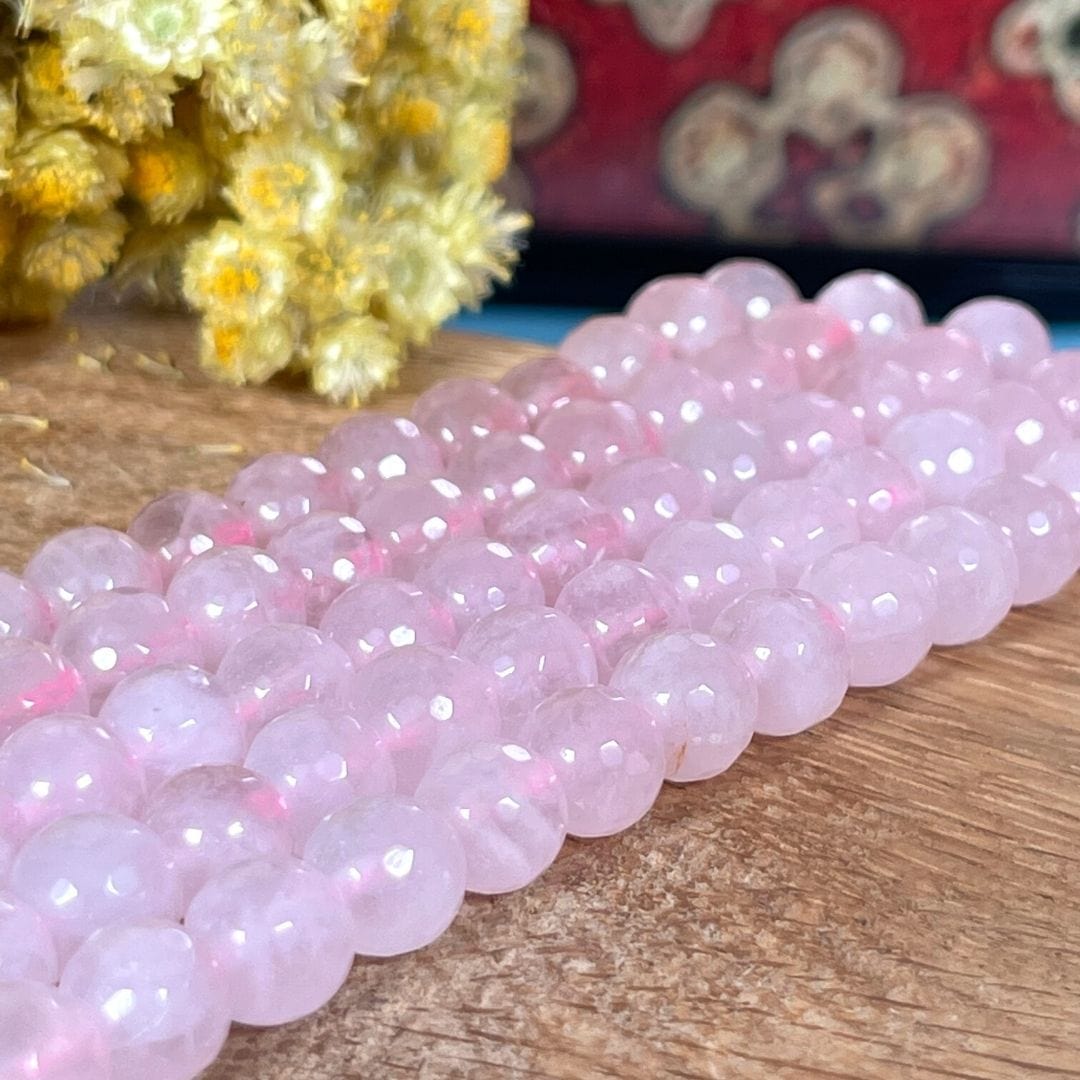 Perle Quartz rose facettée