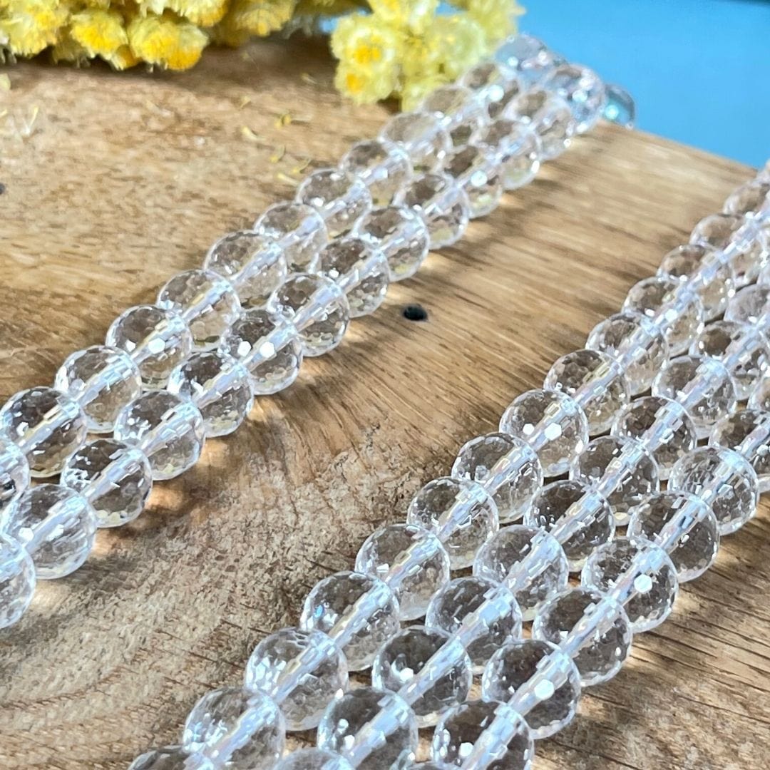 Beaded Rocks Faceted Rock Crystal Bead | Faceted gem beads - My roller stone