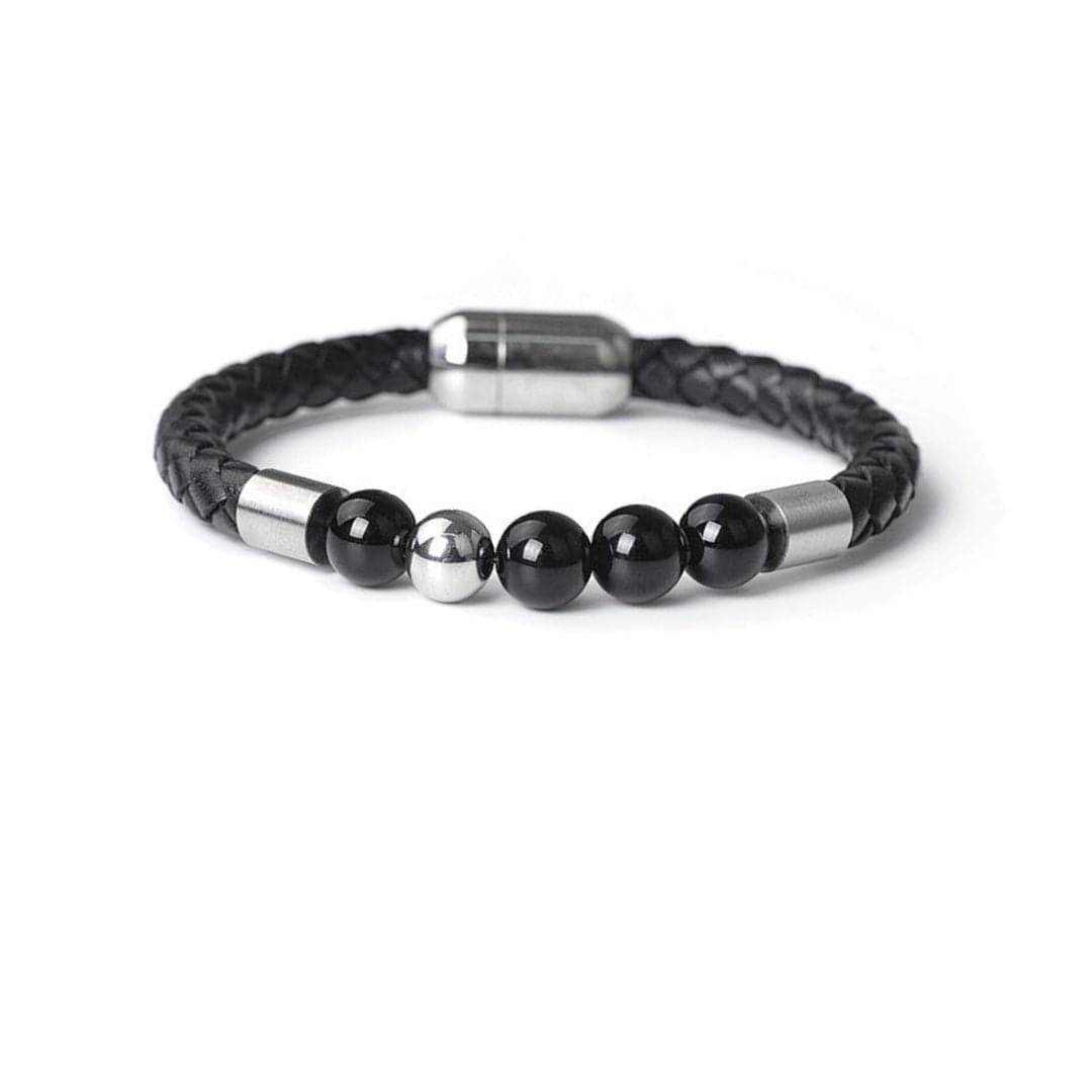 Bracelet Double Perles & Pierres Noires & Blanches - Bracelets Tendances
