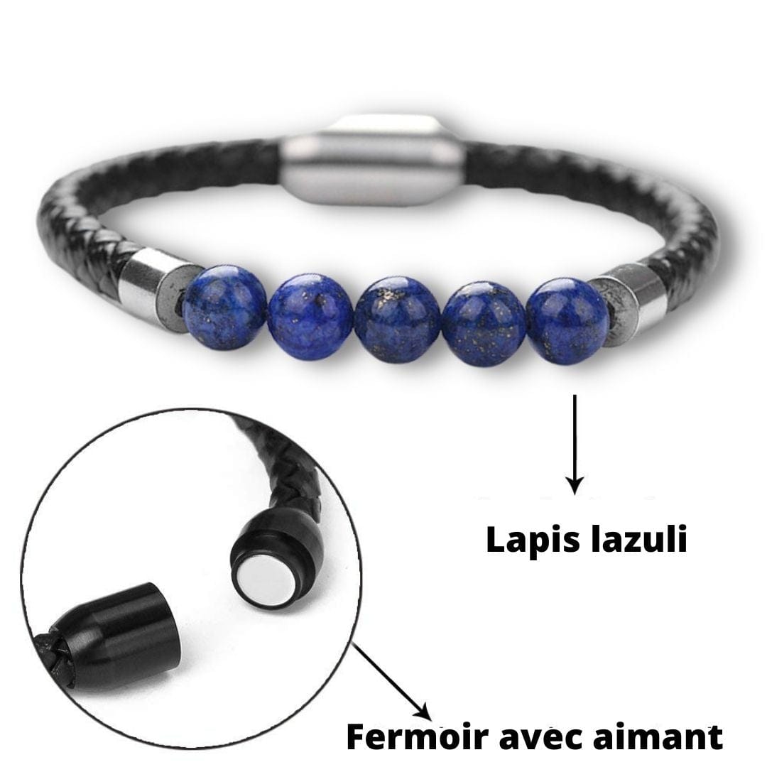 Bracelet homme cuir Lapis lazuli