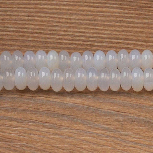 Perle rondelle Agate blanche