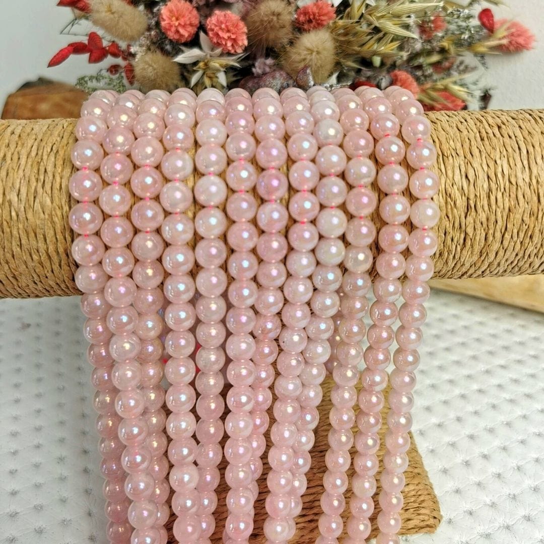 Perle quartz rose aura