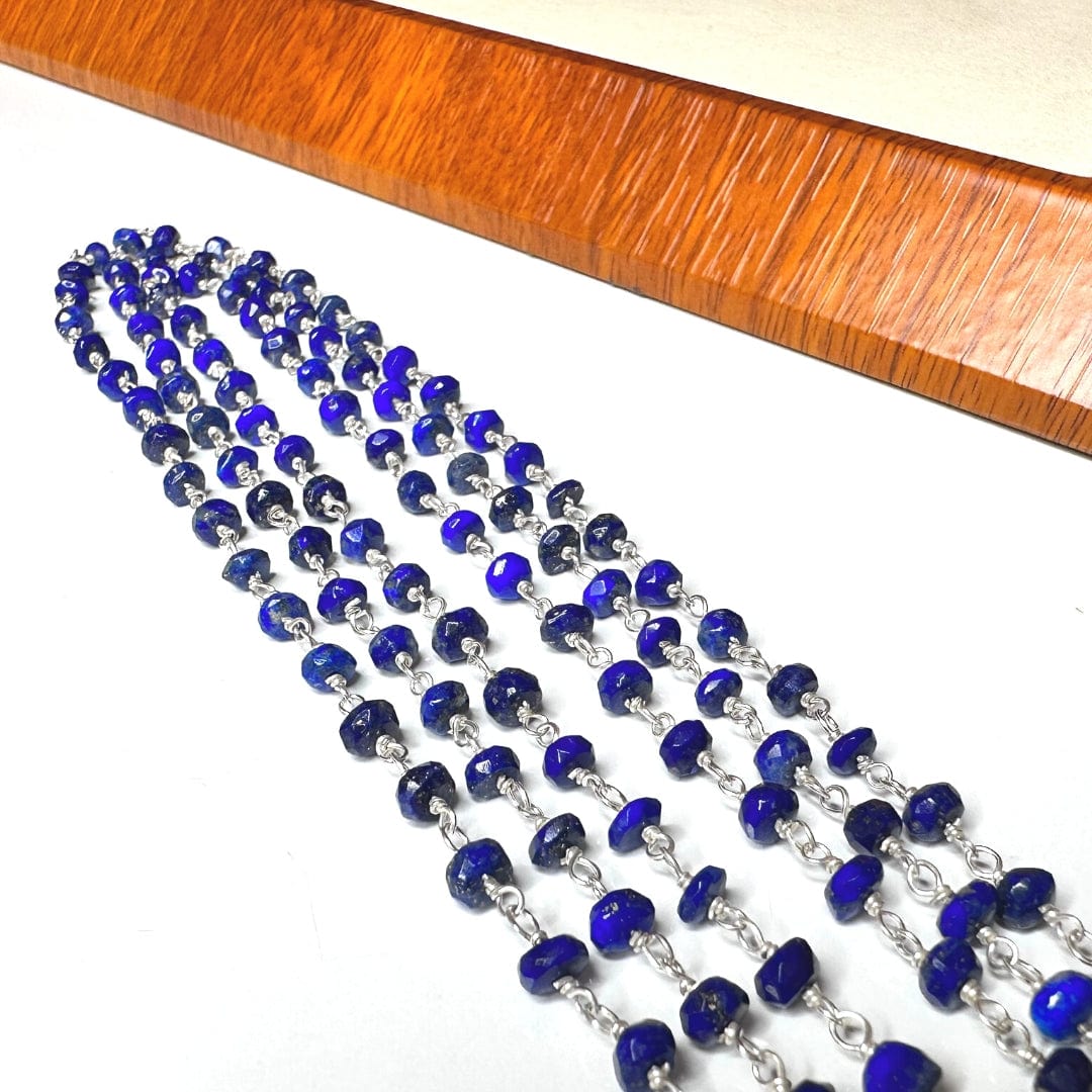 Chaîne perlée Lapis Lazuli Argent