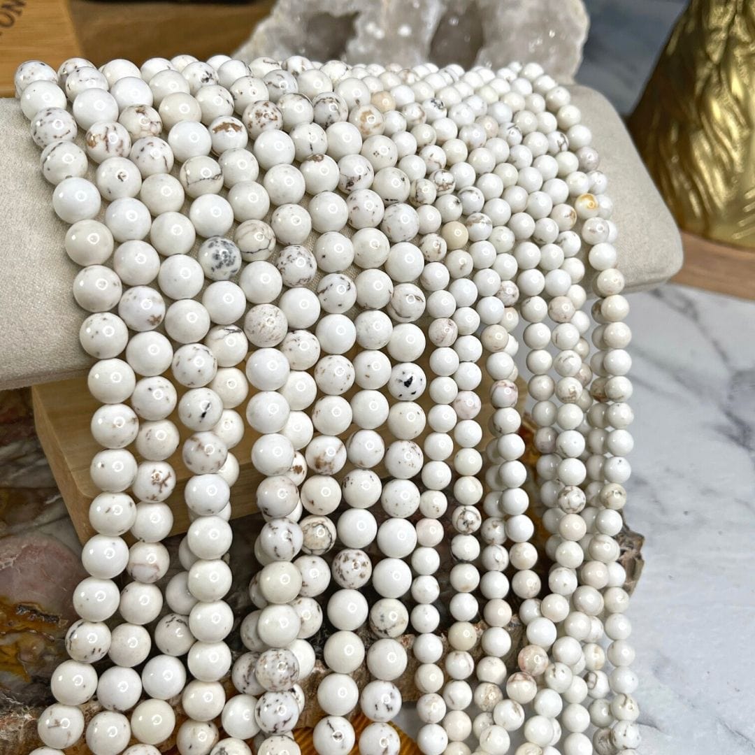 Perles magnésite naturelle pour création bijoux en pierre naturelle. Diam 8  mm